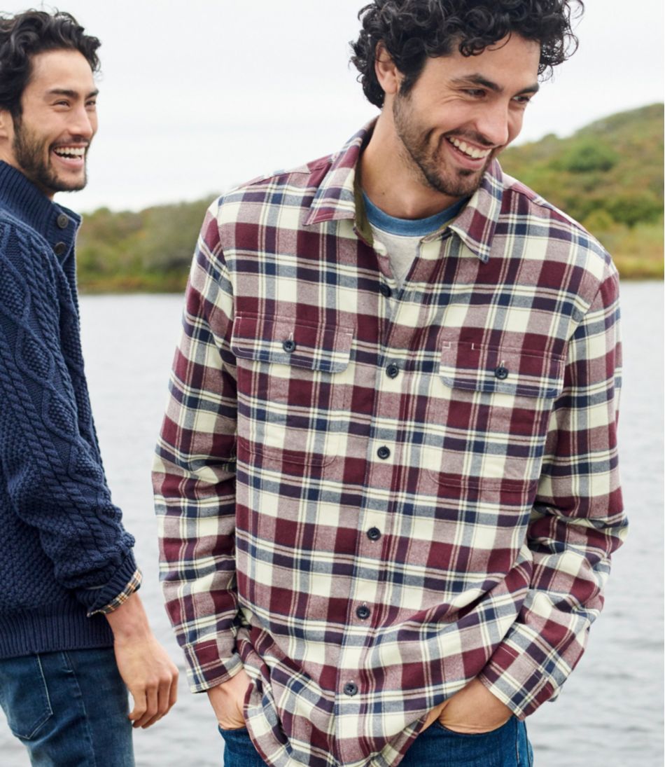 L.L.Bean Men's Fleece-Lined Flannel Shirt, Traditional Fit CLOTHING