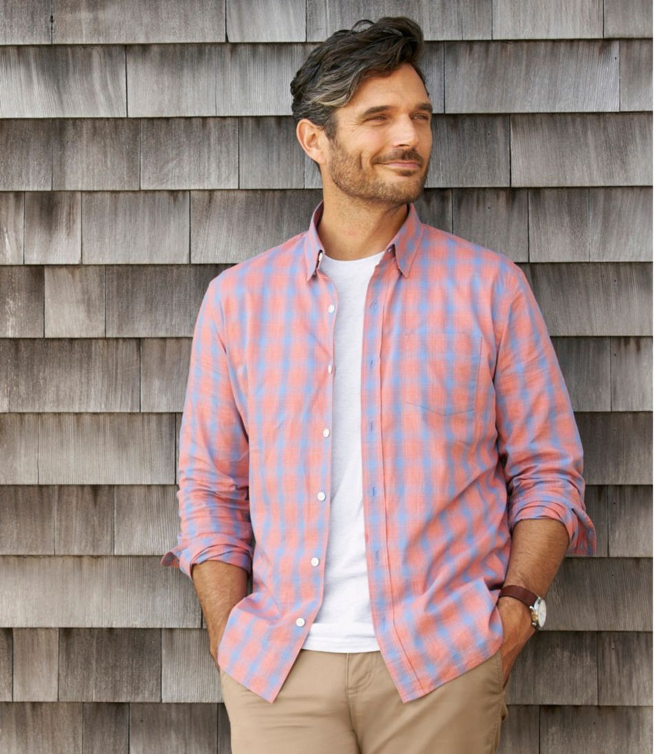 L.L.Bean Men's Comfort Stretch Performance® Shirt, Long-Sleeve, Slightly Fitted Untucked Fit, Plaid CLOTHING|SALE