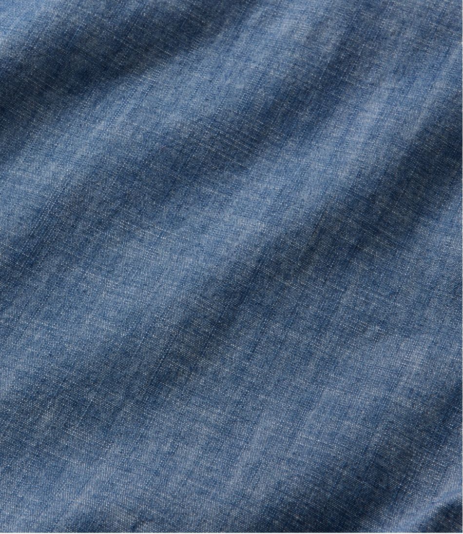 L.L.Bean Men's Comfort Stretch® Chambray Shirt, Traditional Untucked Fit, Short-Sleeve CLOTHING