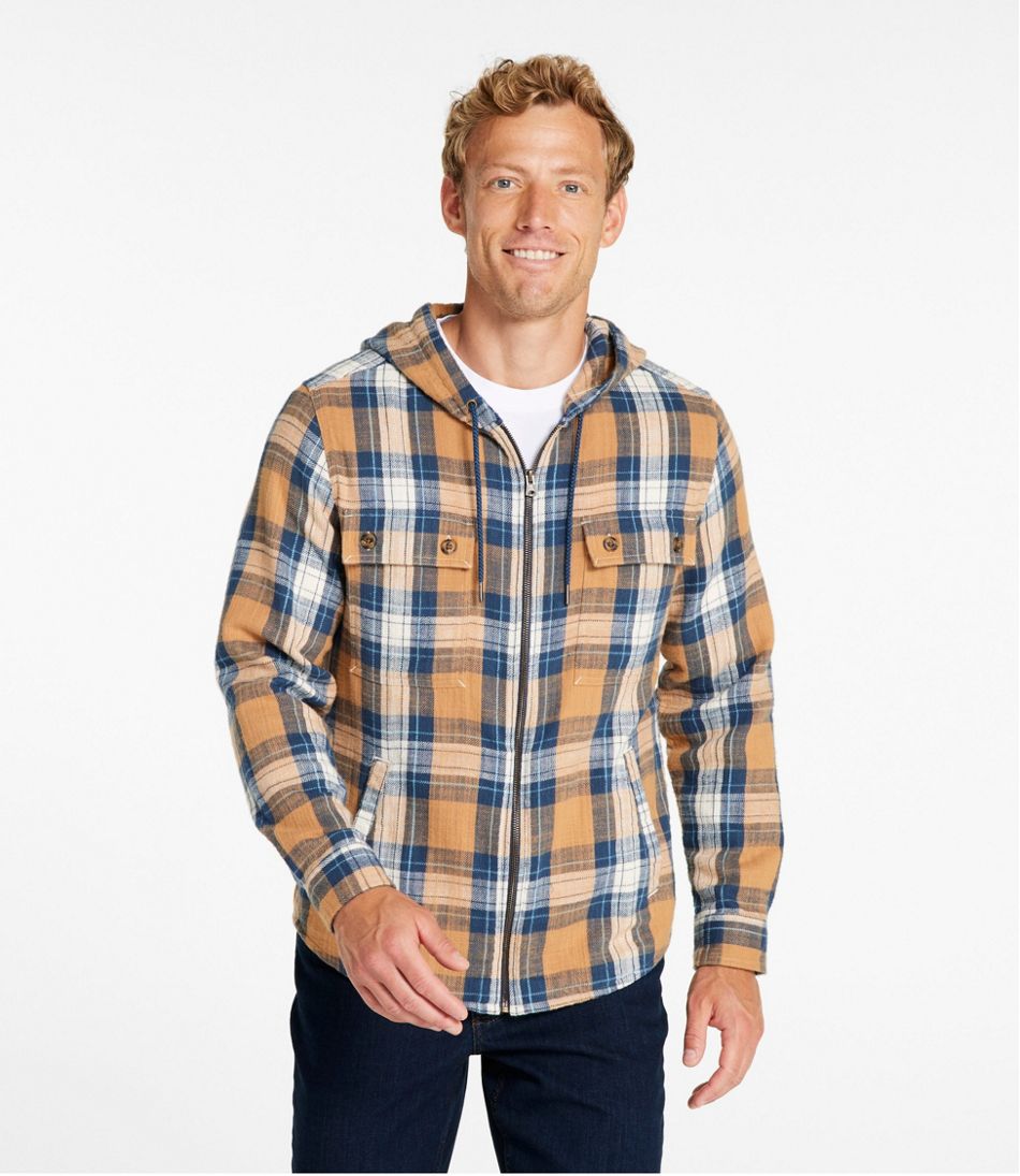 L.L.Bean Men's 1912 Field Flannel Shirt, Hooded, Slightly Fitted Untucked Fit, Plaid CLOTHING
