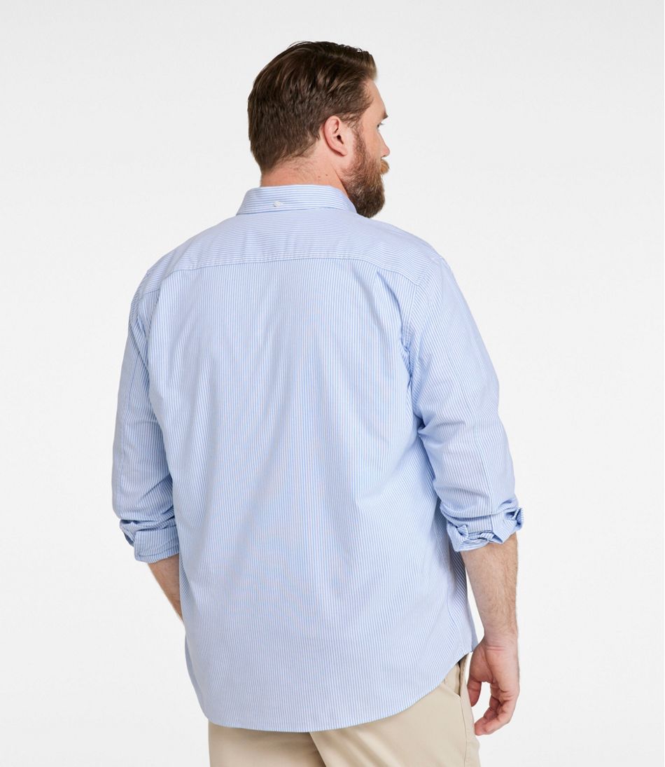 L.L.Bean Men's Comfort Stretch Oxford Shirt, Traditional Untucked Fit, Stripe CLOTHING