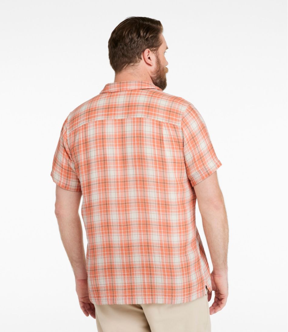 L.L.Bean Men's Cloud Gauze Shirt, Short-Sleeve, Slightly Fitted Untucked Fit, Plaid CLOTHING