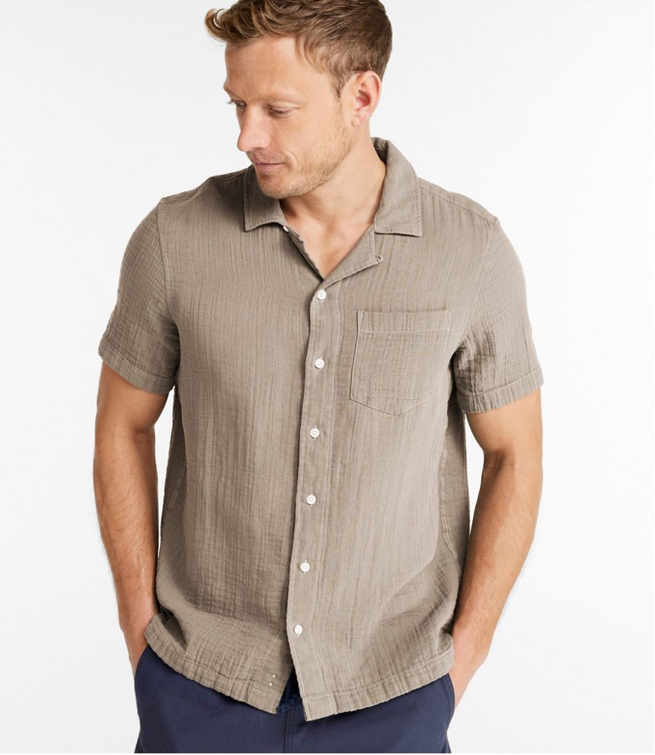 L.L.Bean Men's Cloud Gauze Shirt, Short-Sleeve, Slightly Fitted Untucked Fit CLOTHING