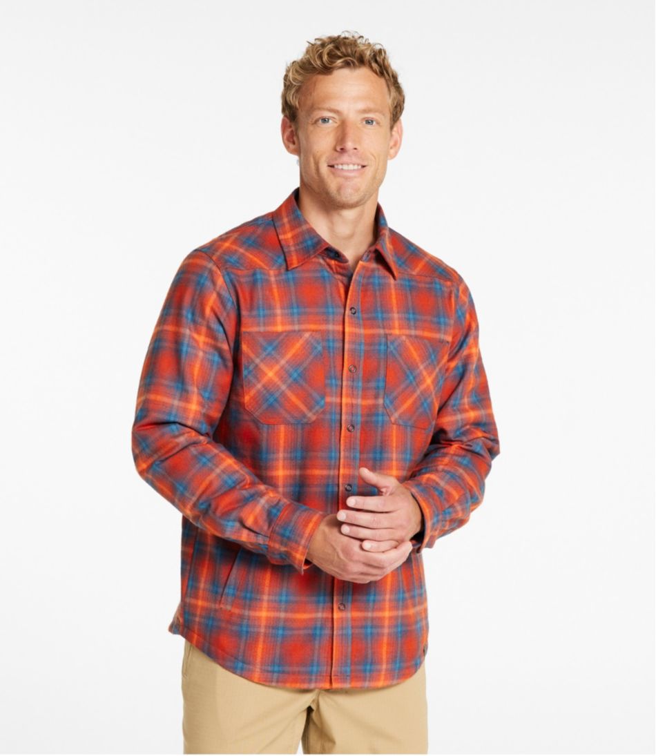 L.L.Bean Men's Katahdin Performance Flannel Shirt-Jacket, Hi-Pile Fleece-Lined Plaid CLOTHING|SALE