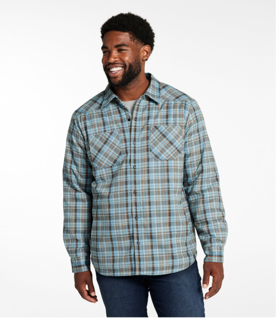 L.L.Bean Men's Katahdin Performance Flannel Shirt-Jacket, Hi-Pile Fleece-Lined Plaid CLOTHING|SALE