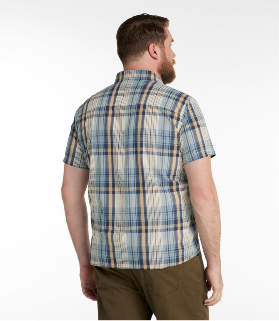 L.L.Bean Men's Signature Seersucker Madras Shirt, Slightly Fitted, Short-Sleeve CLOTHING|SALE