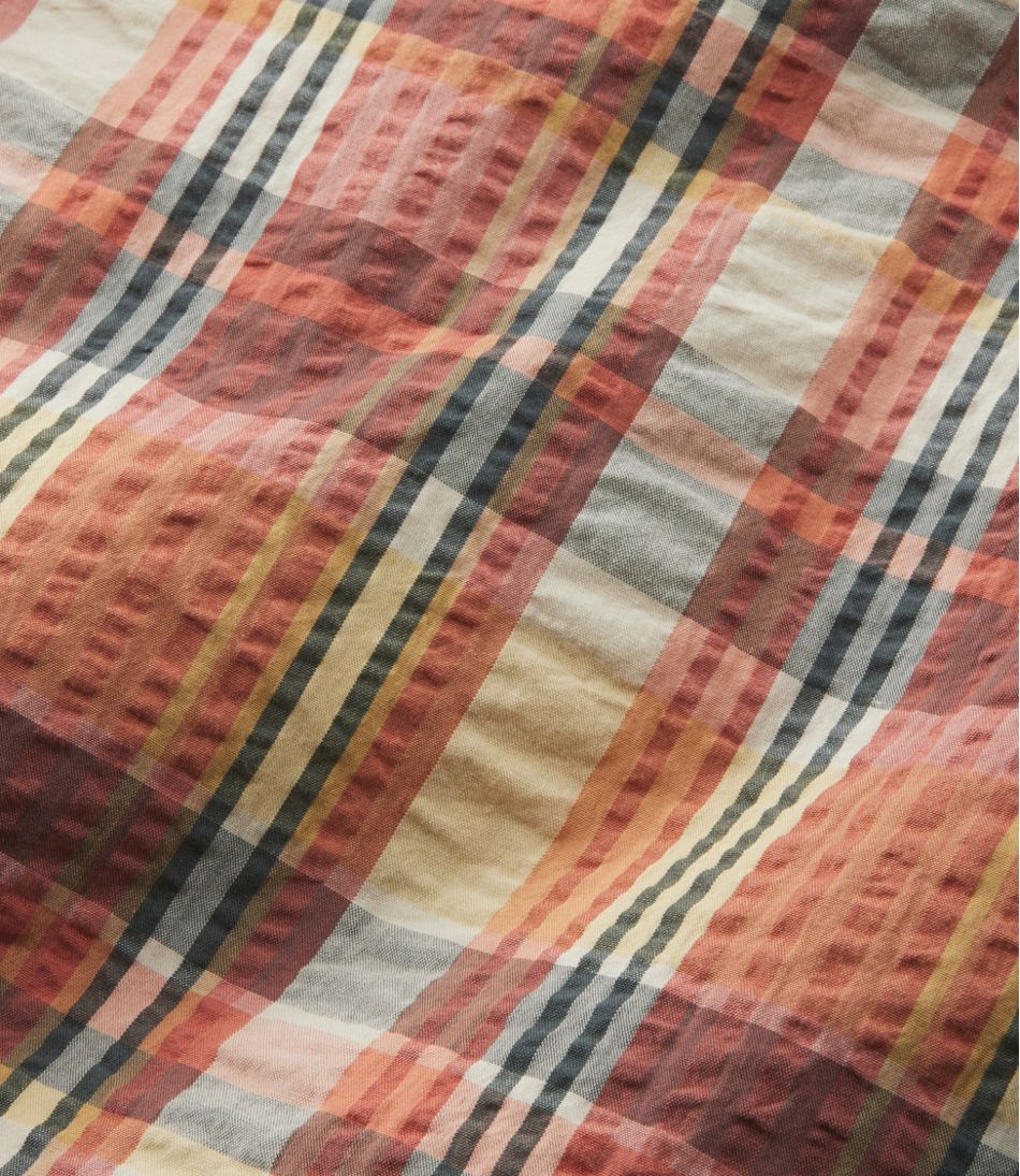 L.L.Bean Men's Signature Seersucker Madras Shirt, Slightly Fitted, Short-Sleeve CLOTHING|SALE