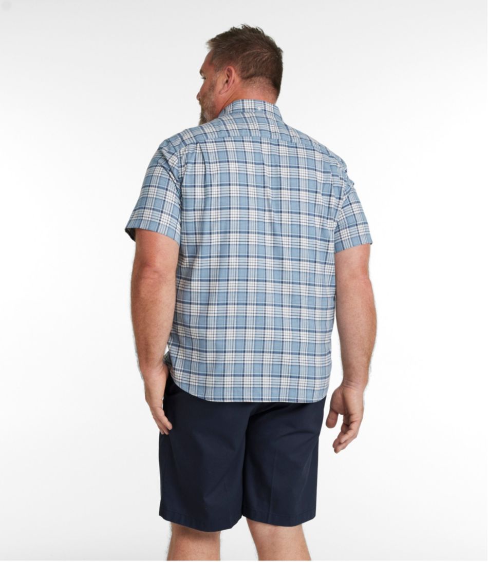 L.L.Bean Men's Comfort Stretch® Oxford, Slightly Fitted Untucked Fit, Short-Sleeve, Plaid CLOTHING|SALE