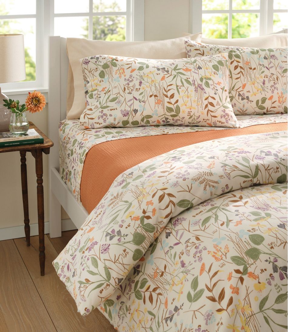 L.L.Bean Birch Floral Flannel Sheet Collection HOME GOODS