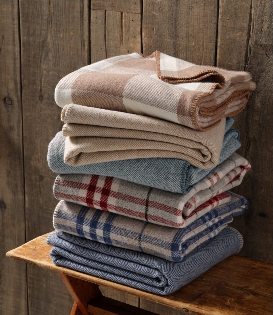 L.L.Bean Washable Wool Blanket, Herringbone HOME GOODS