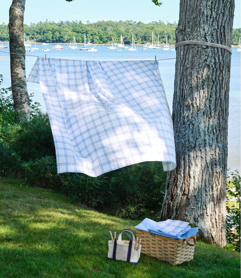L.L.Bean 280-Thread-Count Pima Percale Sheet Collection, Windowpane HOME GOODS
