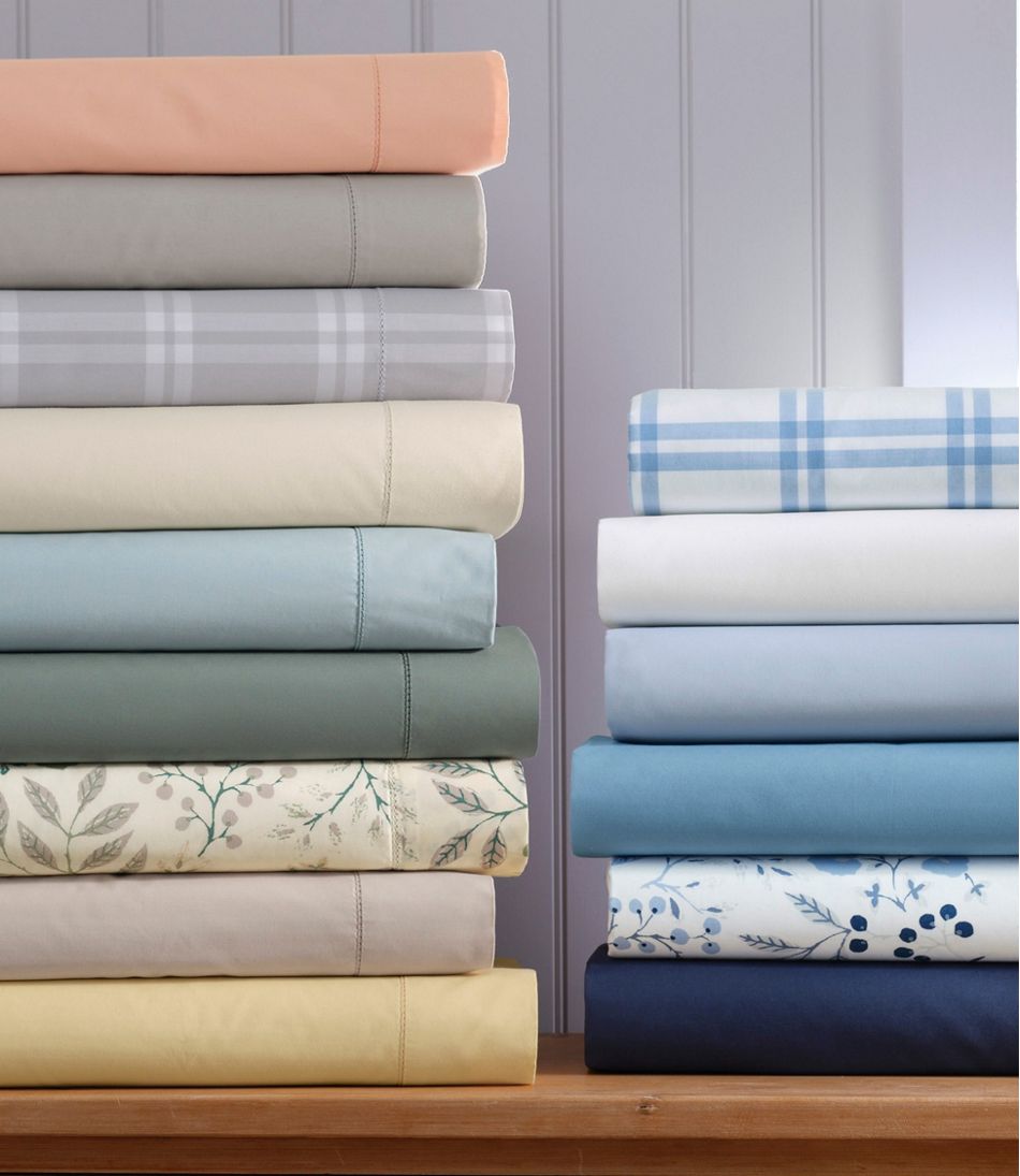 L.L.Bean 280-Thread-Count Pima Percale Sheet Collection, Windowpane HOME GOODS