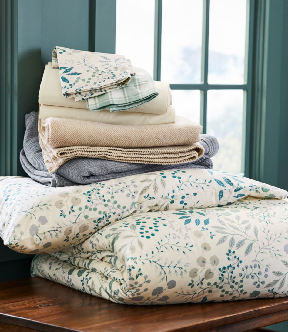 L.L.Bean 280-Thread-Count Pima Cotton Percale Comforter Cover Collection, Print HOME GOODS
