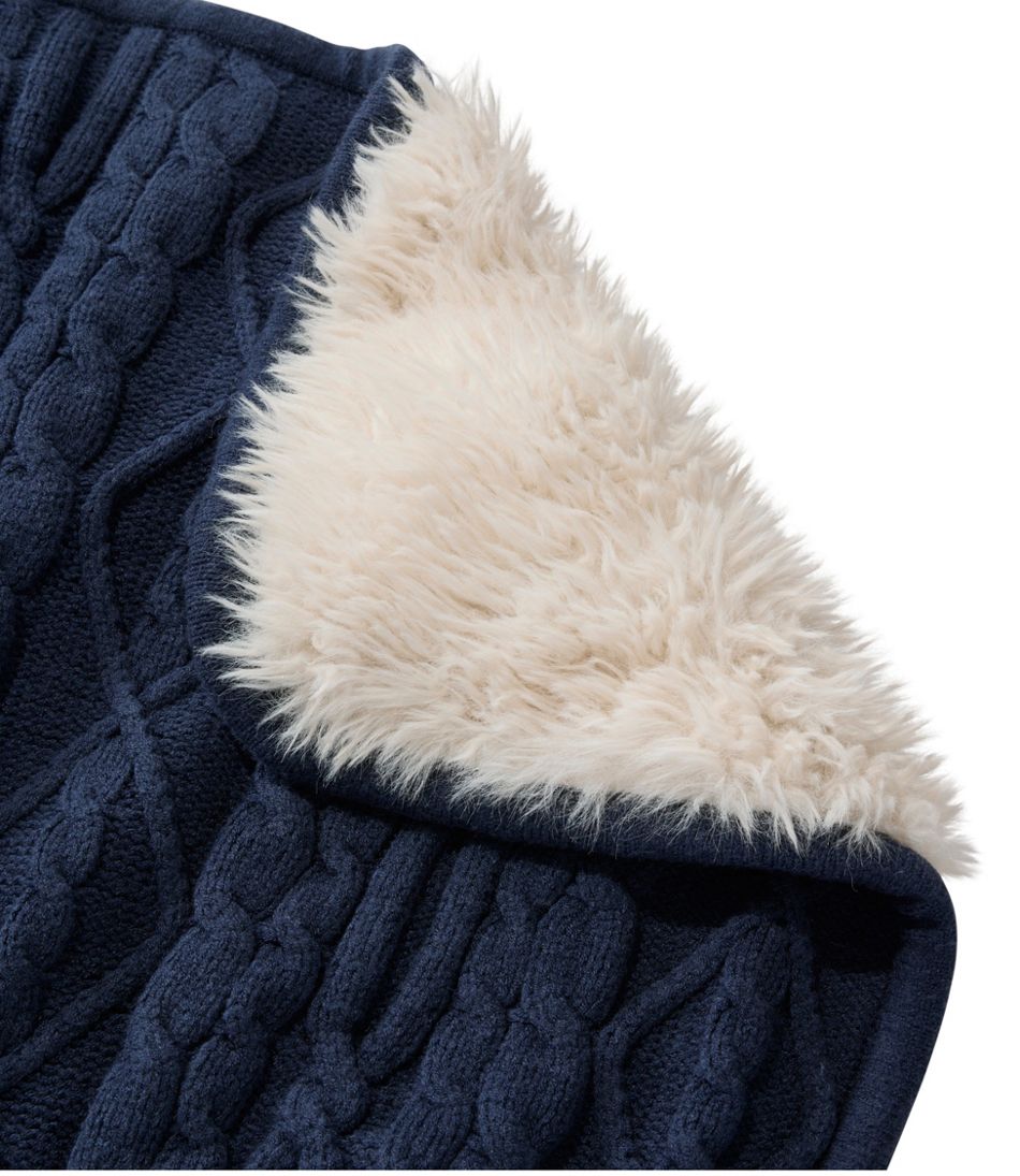 L.L.Bean 1912 Heritage Knit Faux Fur Throw, Cable HOME GOODS|SALE