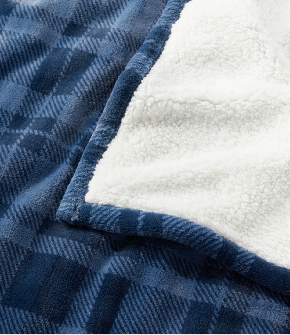 L.L.Bean Wicked Plush Sherpa Throw, Plaid HOME GOODS