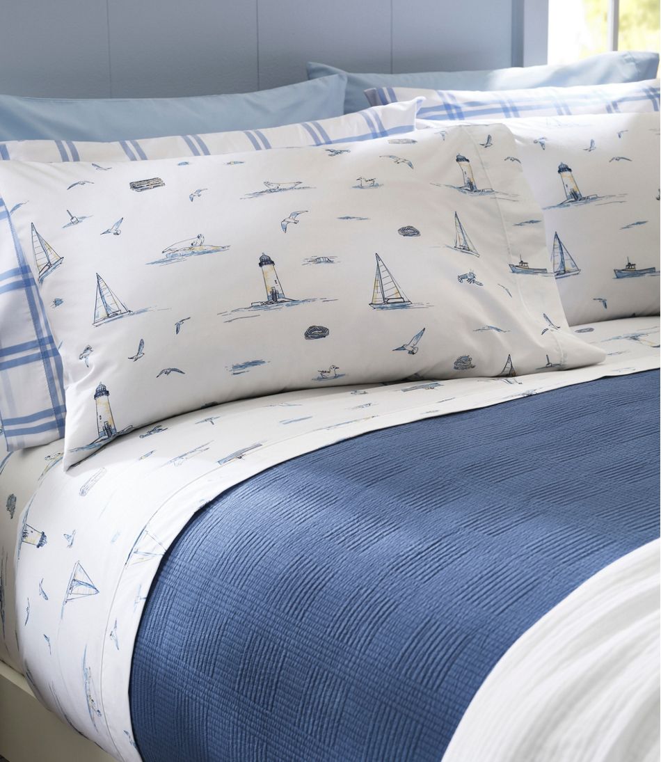 L.L.Bean Nautical Boats Percale Sheet Collection HOME GOODS