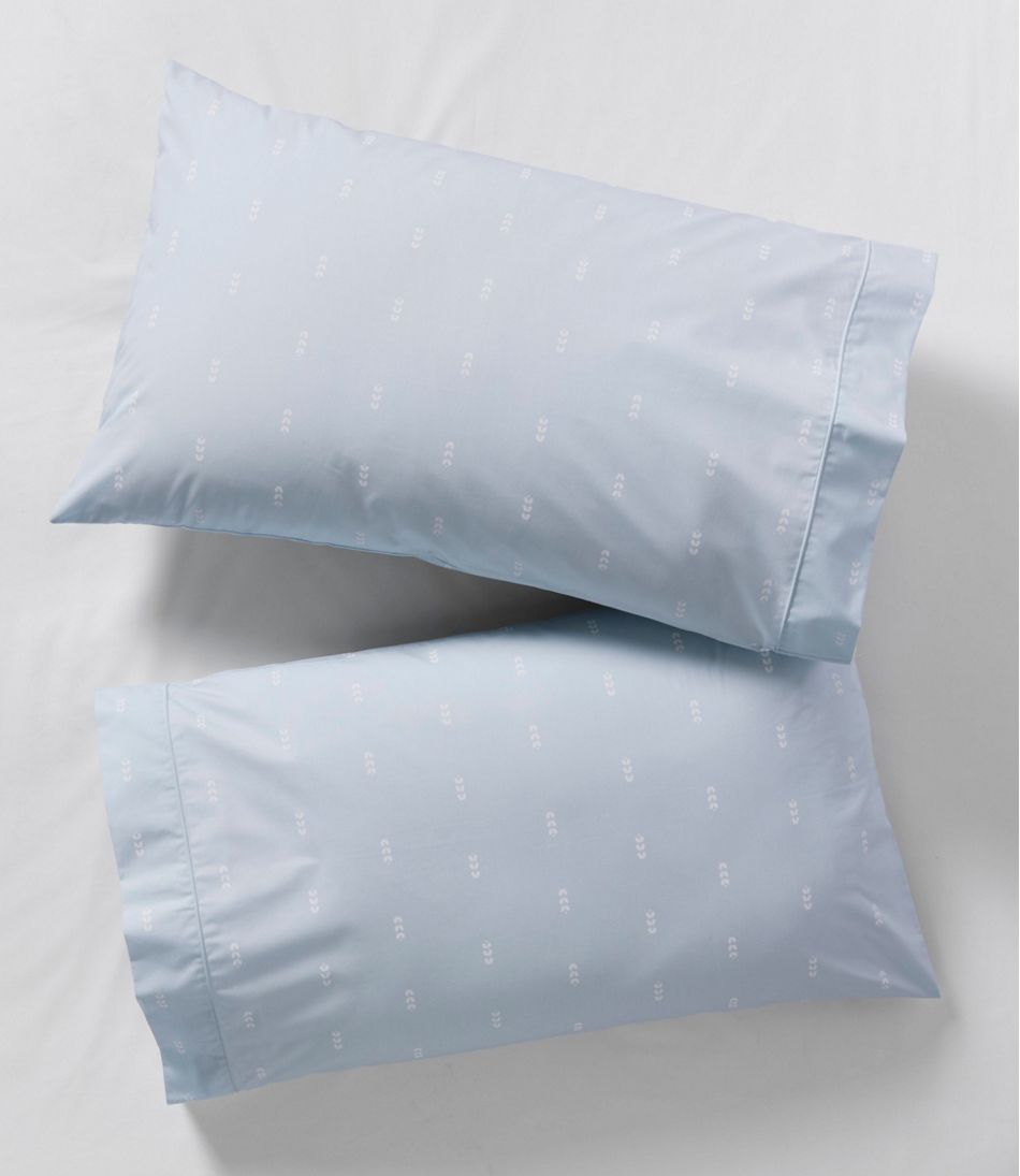 L.L.Bean Sunwashed Percale Sheet Collection, Stamped Leaf Print HOME GOODS