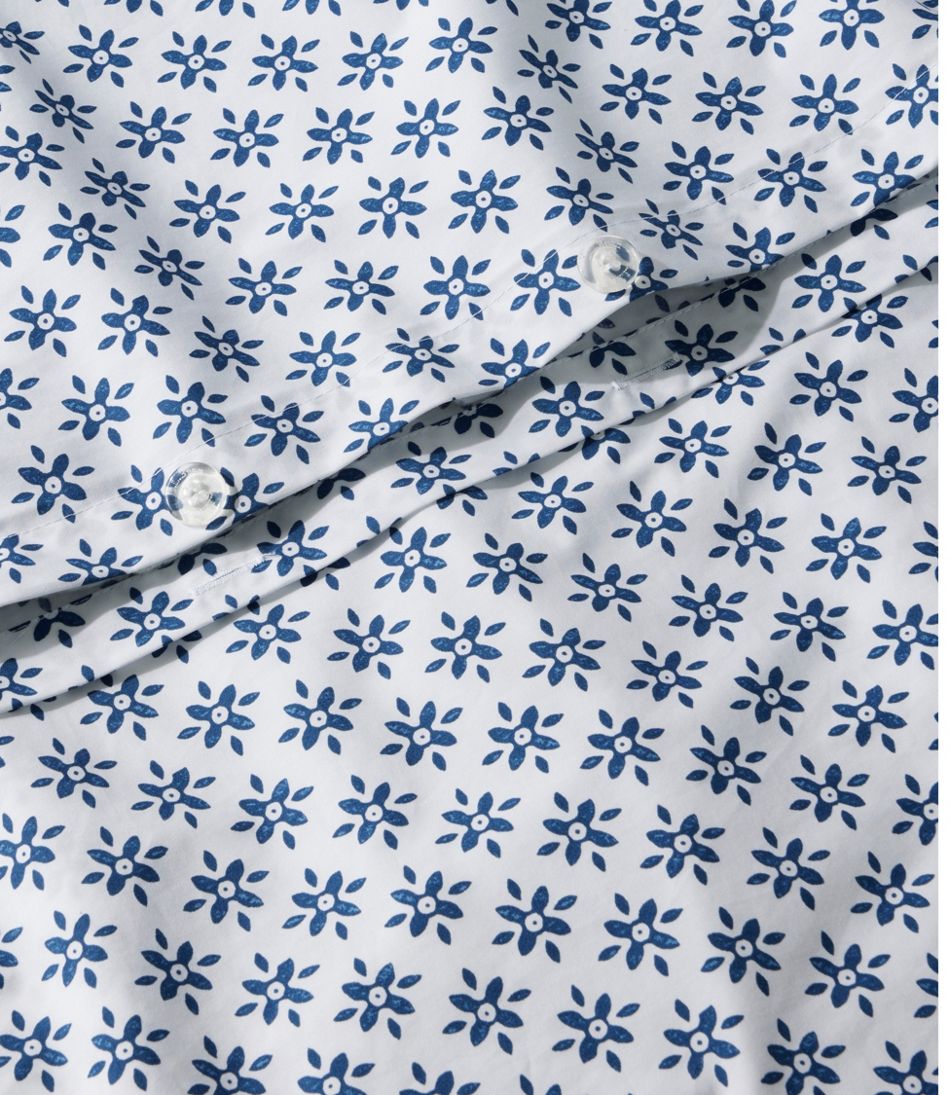 L.L.Bean Sunwashed Percale Comforter Cover, Block Floral Print HOME GOODS