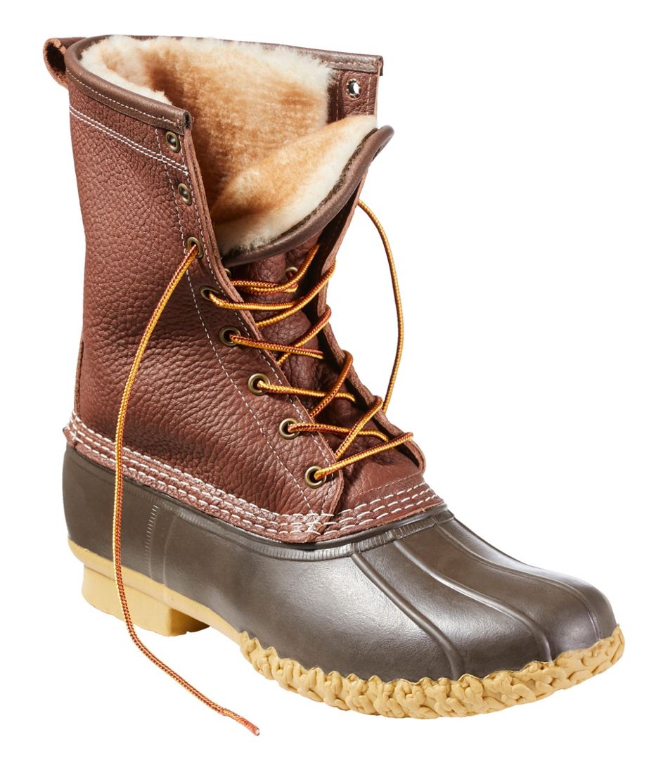 L.L.Bean Men's Bean Boots, 10" Shearling-Lined Tumbled Leather FOOTWEAR