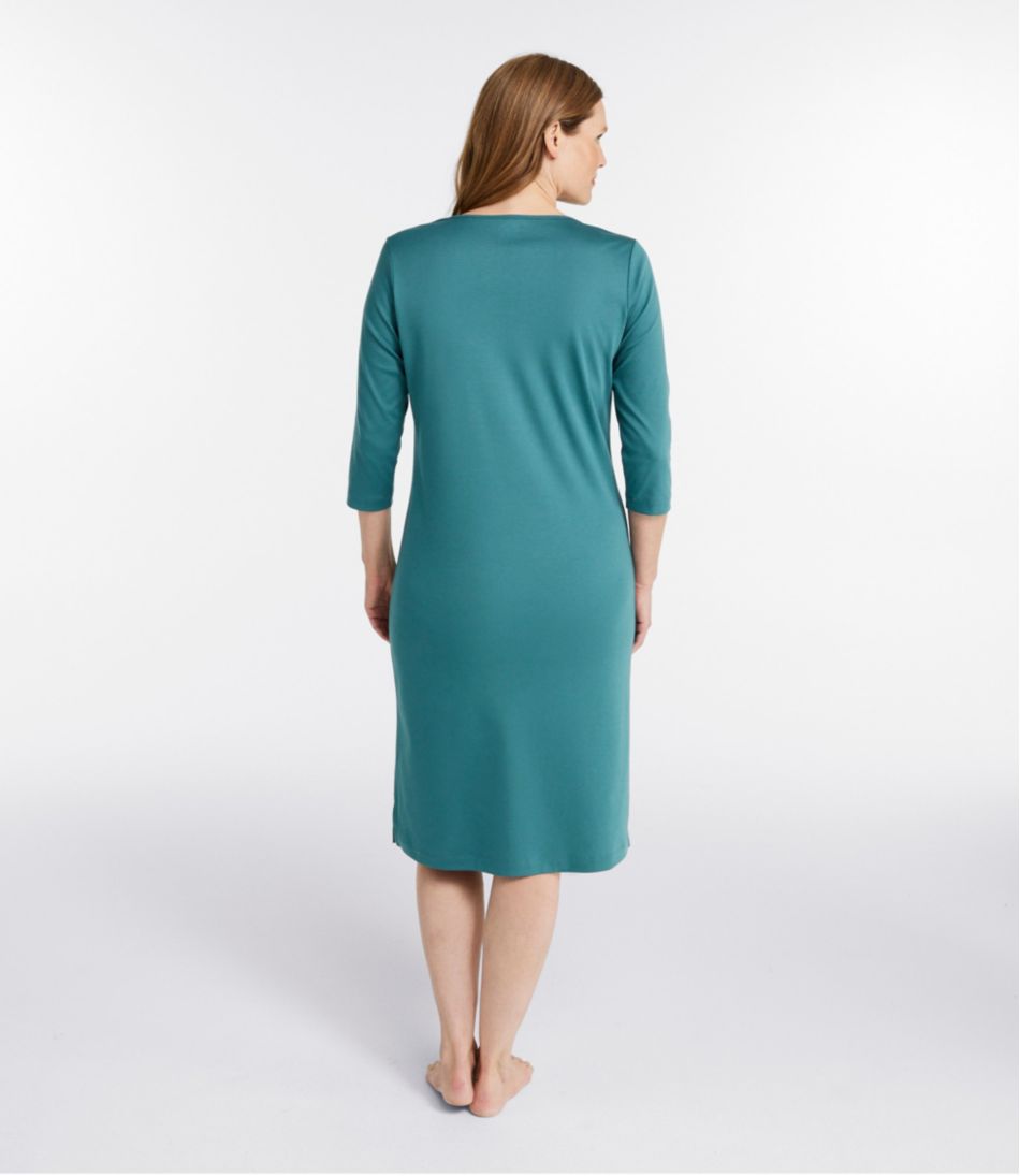L.L.Bean Women's Supima Cotton Nightgown, V-Neck Three-Quarter-Sleeve CLOTHING