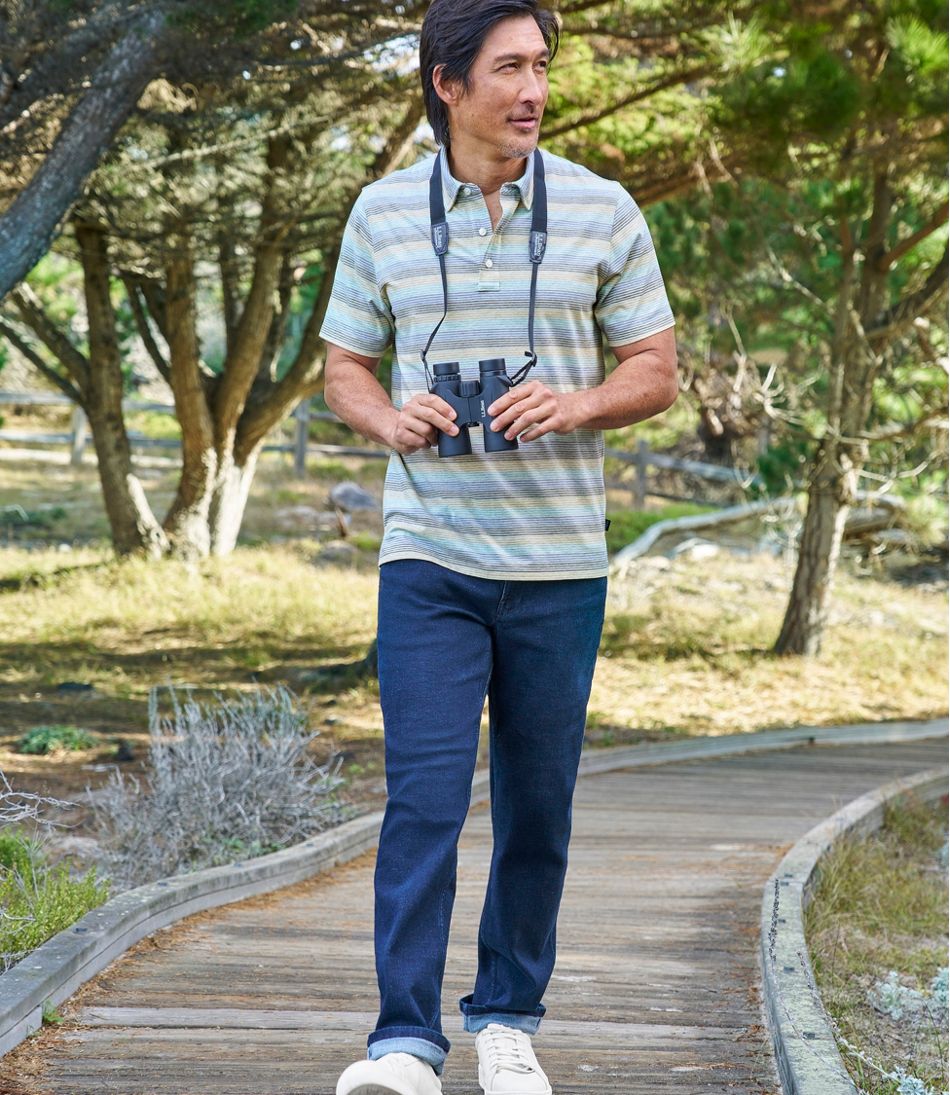 L.L.Bean Men's Comfort Stretch Performance® Pima Polo, Short-Sleeve, Stripe CLOTHING|SALE