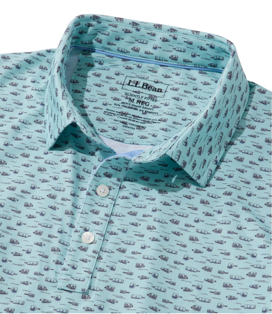 L.L.Bean Men's Comfort Stretch Performance® Party Polo, Slightly Fitted, Short-Sleeve, Print CLOTHING