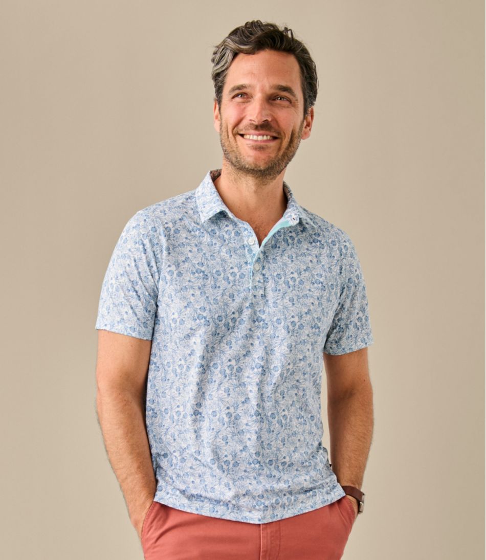 L.L.Bean Men's Comfort Stretch Performance® Party Polo, Slightly Fitted, Short-Sleeve, Print CLOTHING