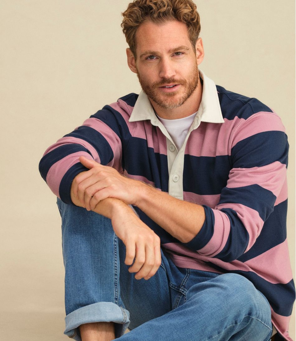 L.L.Bean Men's Bean's Vintage Soft Rugby, Stripe CLOTHING|SALE