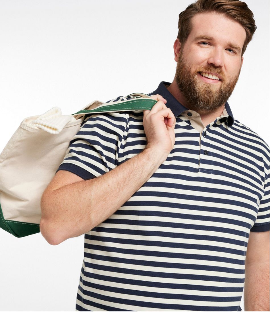 L.L.Bean Men's Casco Bay Rugged Polo, Short-Sleeve, Stripe CLOTHING
