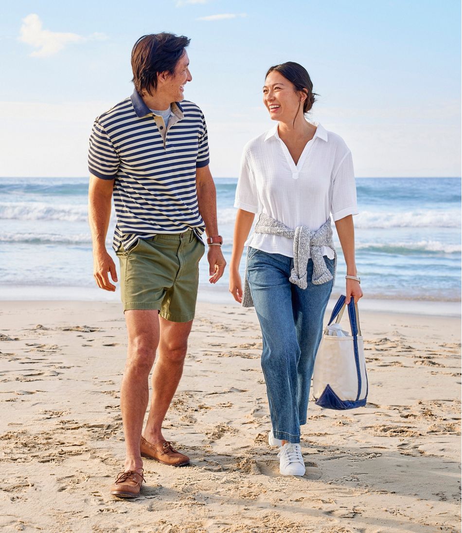 L.L.Bean Men's Casco Bay Rugged Polo, Short-Sleeve, Stripe CLOTHING