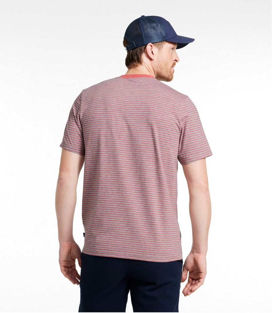 L.L.Bean Men's Comfort Stretch Performance® Pima Pocket Tee, Short-Sleeve, Stripe CLOTHING|SALE