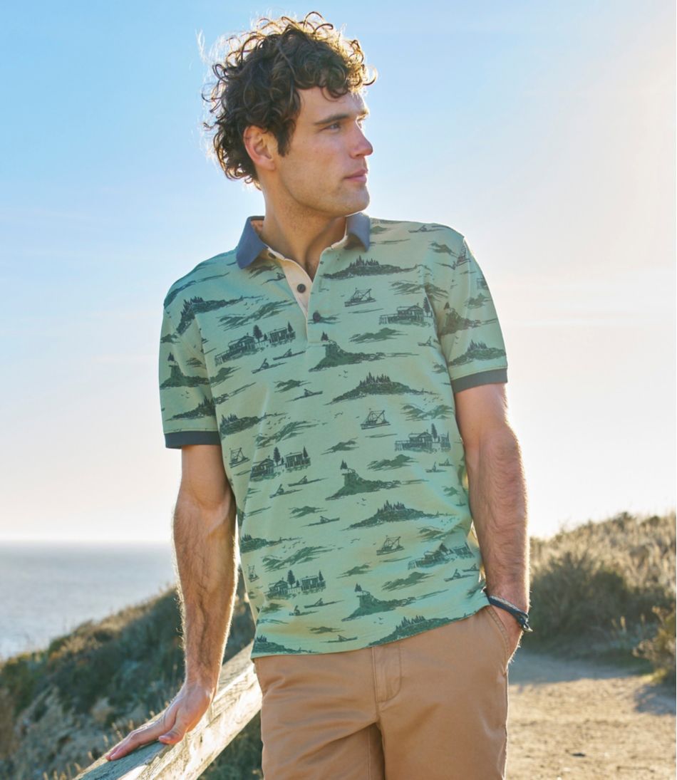 L.L.Bean Men's Casco Bay Rugged Polo, Short-Sleeve, Print CLOTHING|SALE