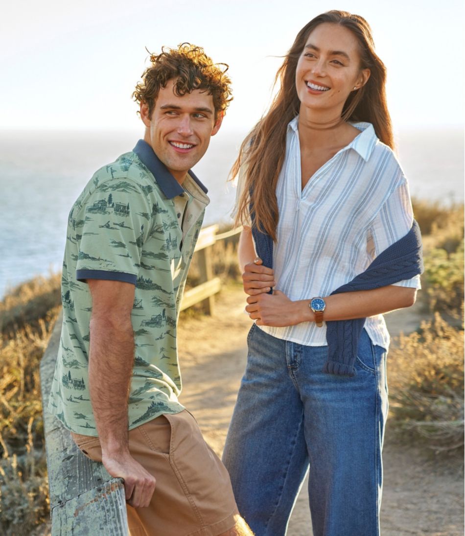 L.L.Bean Men's Casco Bay Rugged Polo, Short-Sleeve, Print CLOTHING|SALE
