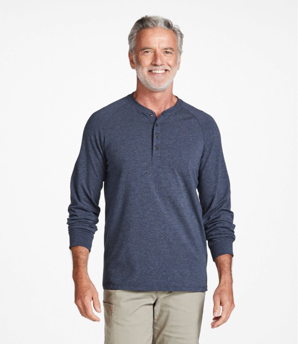 L.L.Bean Men's Comfort Stretch Pima Tee Shirt, Long-Sleeve Henley CLOTHING|SALE