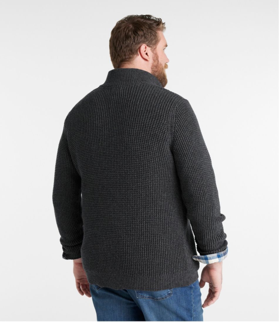 L.L.Bean Men's Organic Cotton Waffle Sweater, Quarter Zip CLOTHING
