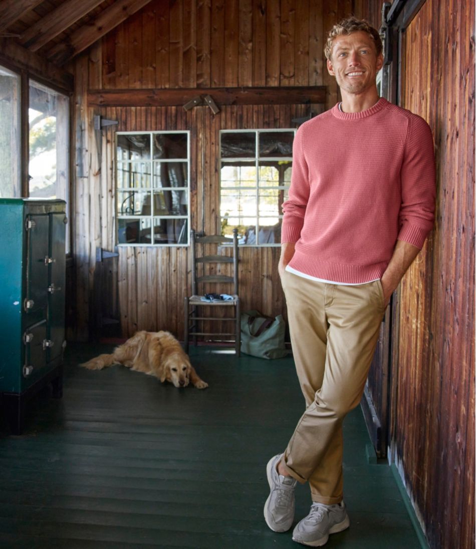 L.L.Bean Men's Sunwashed Textured Cotton Sweater, Crewneck CLOTHING|SALE