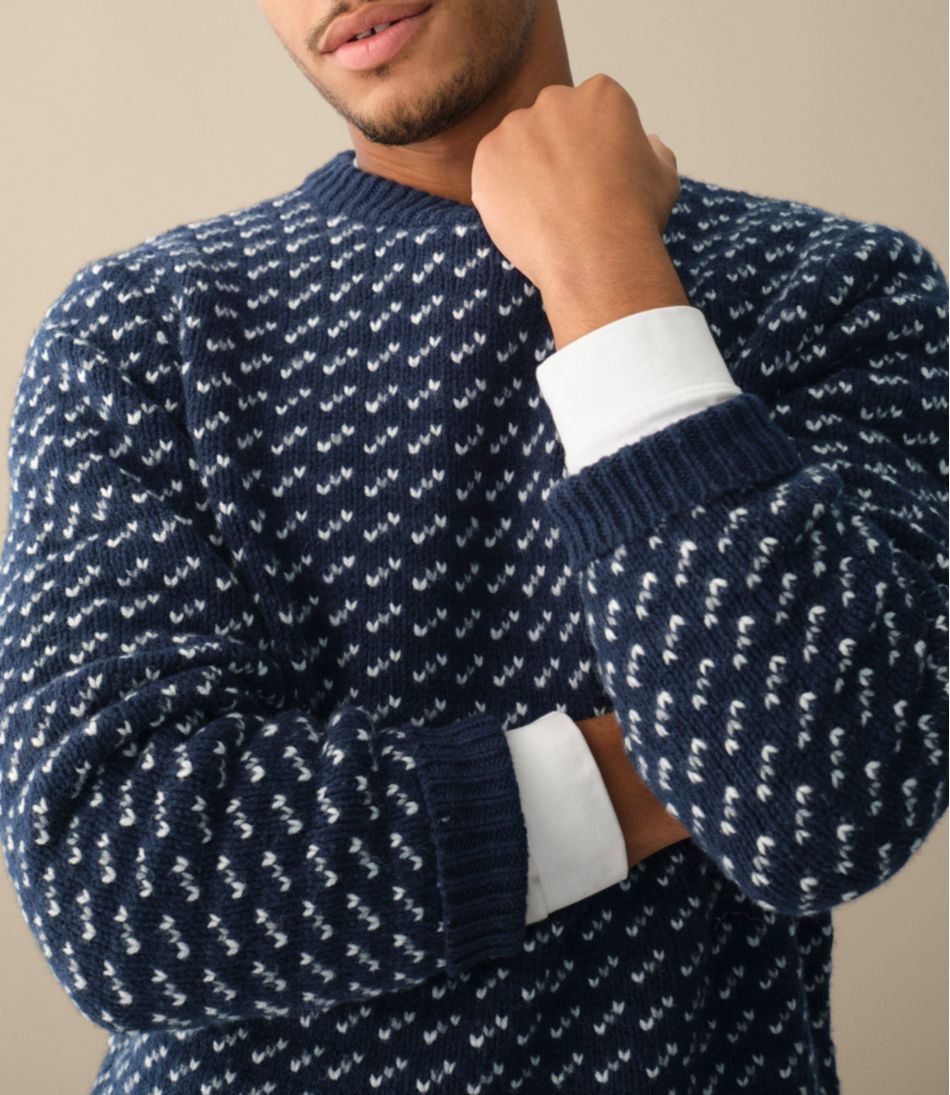 L.L.Bean Men's Bean's Classic Ragg Wool Sweater, Crewneck, Bird's-Eye CLOTHING