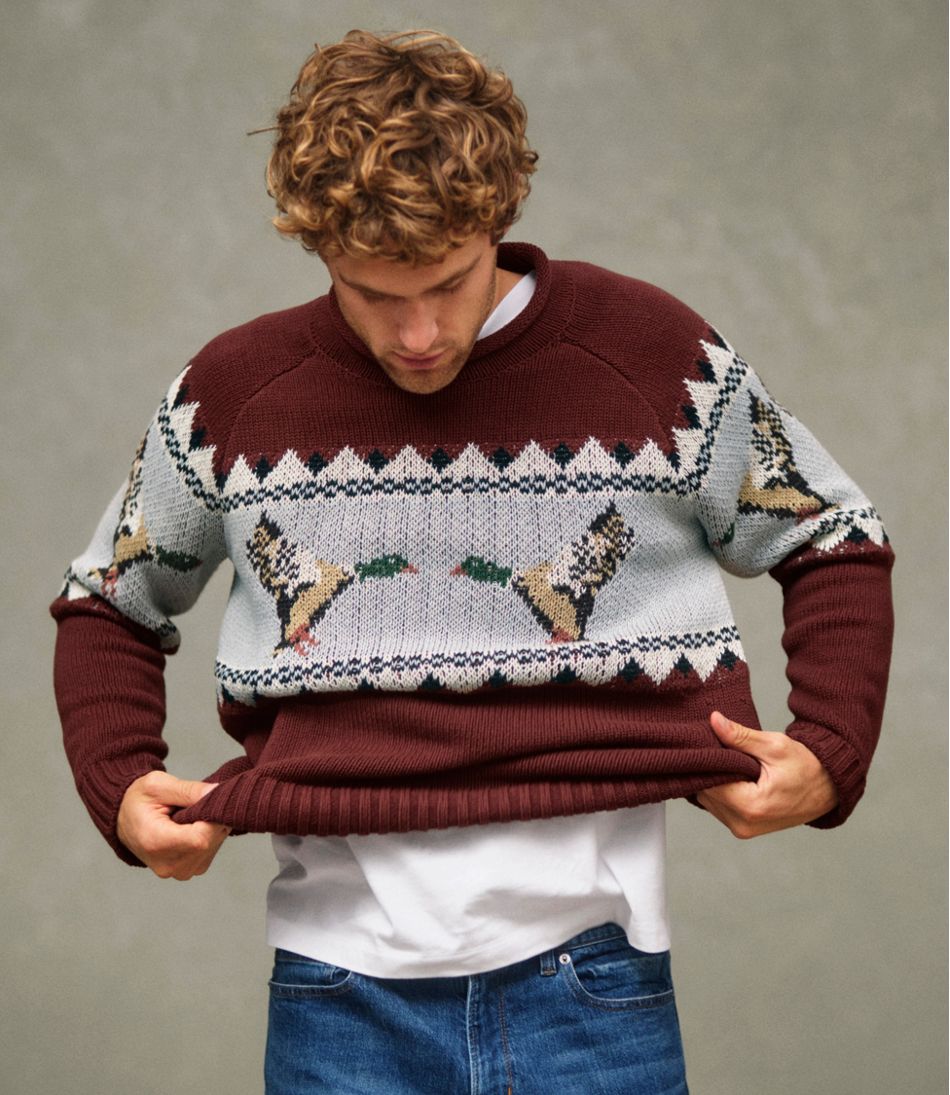 L.L.Bean Men's Signature Organic Cotton Rollneck Sweater, Fair Isle CLOTHING