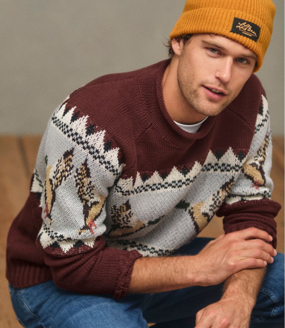 L.L.Bean Men's Signature Organic Cotton Rollneck Sweater, Fair Isle CLOTHING