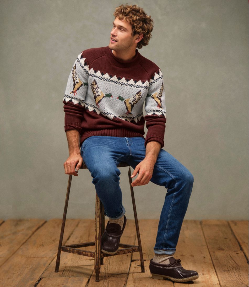 L.L.Bean Men's Signature Organic Cotton Rollneck Sweater, Fair Isle CLOTHING