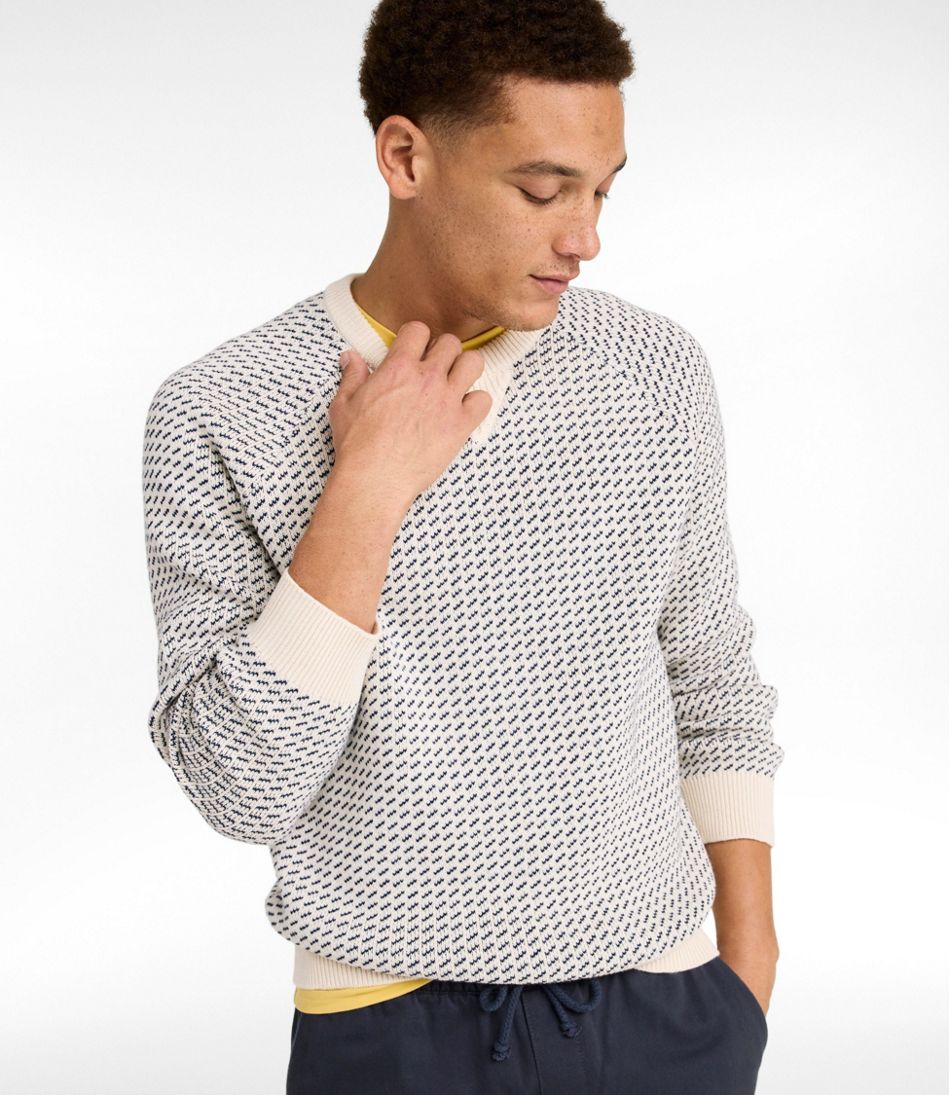 L.L.Bean Men's Wicked Soft Cotton/Cashmere Sweater, Crewneck, Pattern CLOTHING