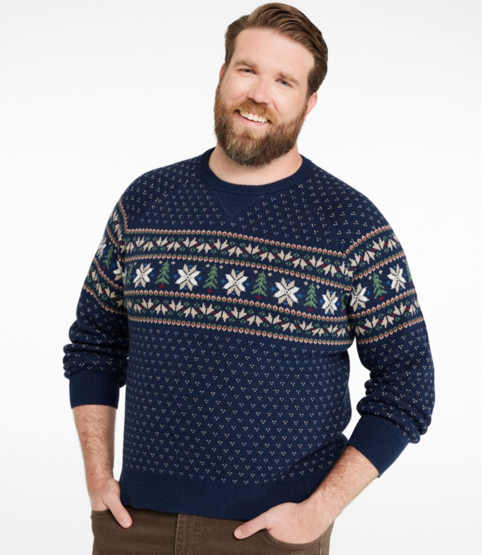 L.L.Bean Men's Wicked Soft Cotton/Cashmere Sweater, Crewneck, Pattern CLOTHING