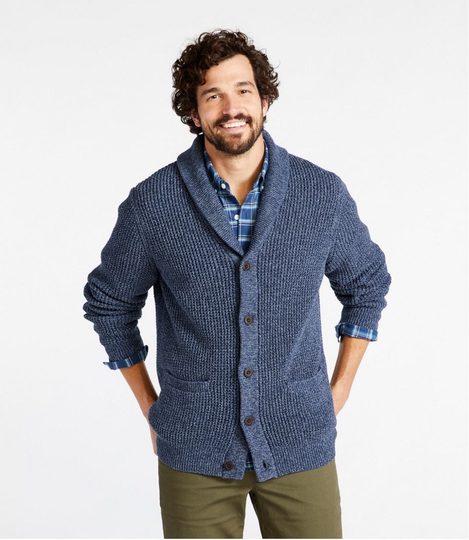 L.L.Bean Men's Organic Cotton Waffle Sweater, Cardigan CLOTHING