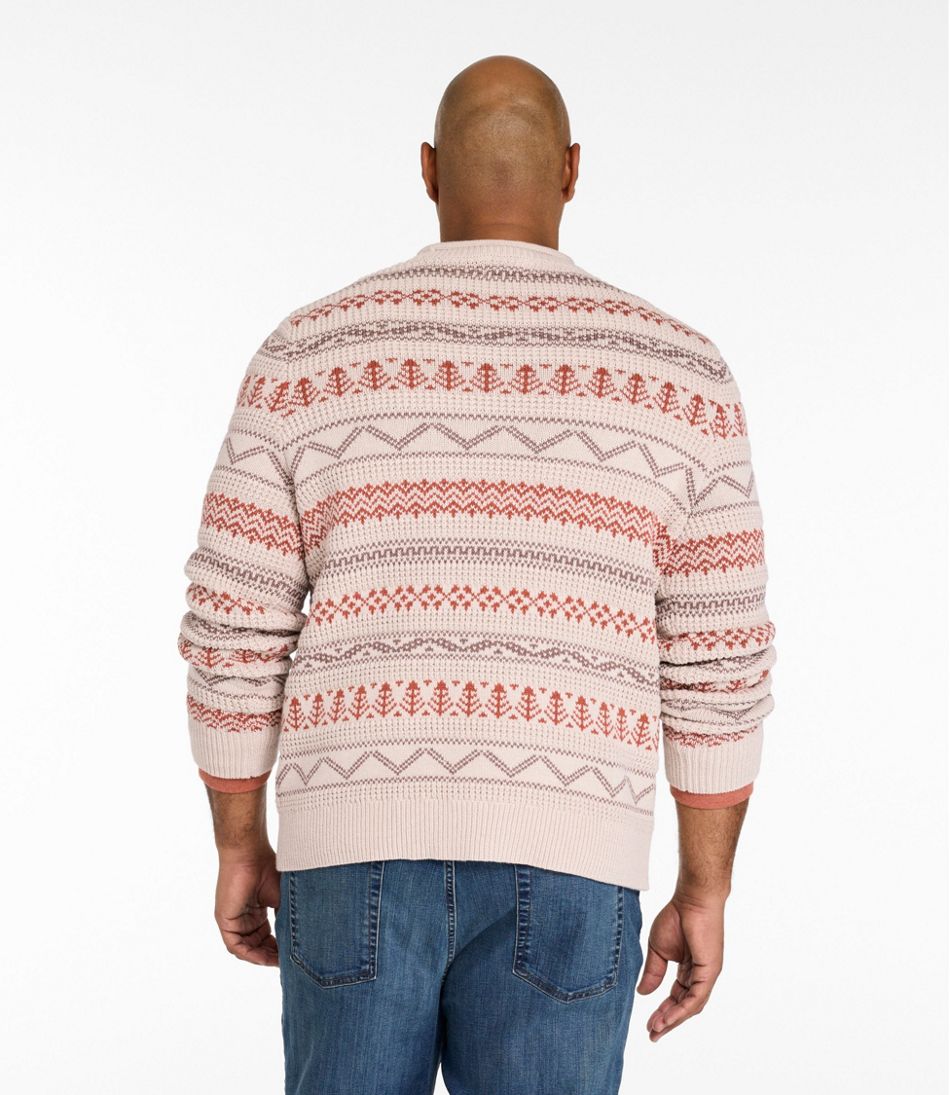 L.L.Bean Men's Organic Cotton Waffle Sweater, Crewneck, Fair Isle CLOTHING