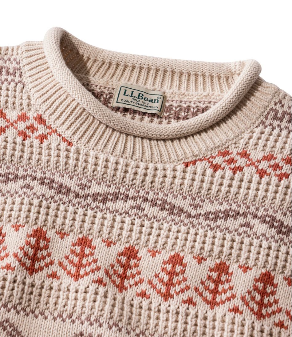 L.L.Bean Men's Organic Cotton Waffle Sweater, Crewneck, Fair Isle CLOTHING