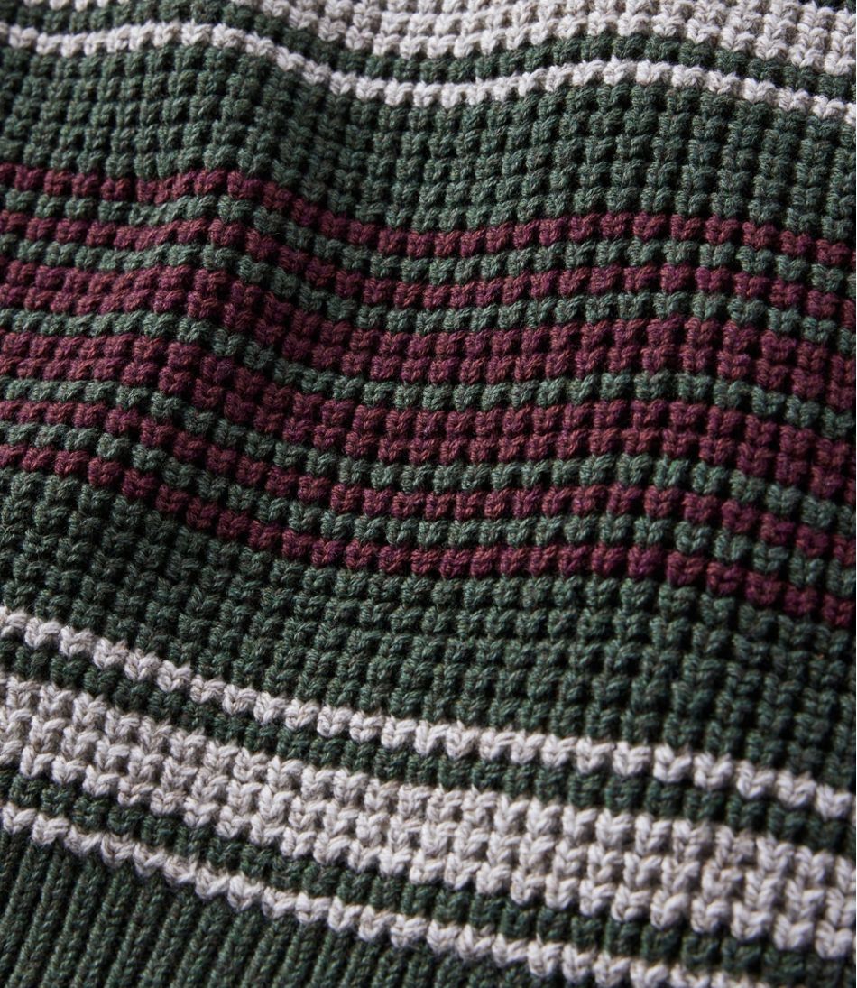 L.L.Bean Men's Organic Cotton Waffle Sweater, Rollneck Crew, Stripe CLOTHING|SALE