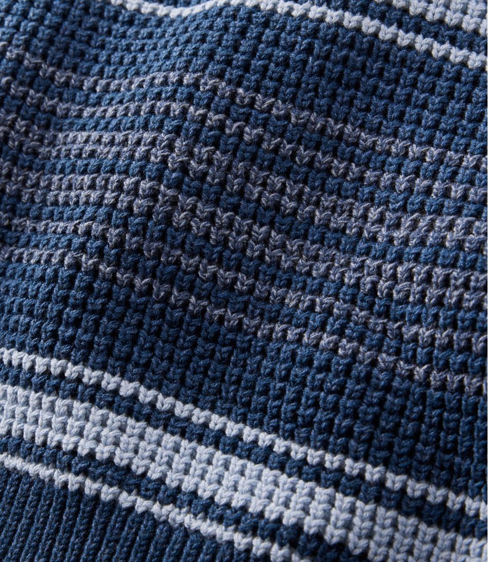 L.L.Bean Men's Organic Cotton Waffle Sweater, Quarter Zip, Stripe CLOTHING|SALE