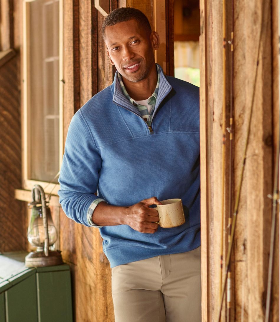 L.L.Bean Men's All Seasons Textured Sweats, Quarter-Zip CLOTHING|SALE