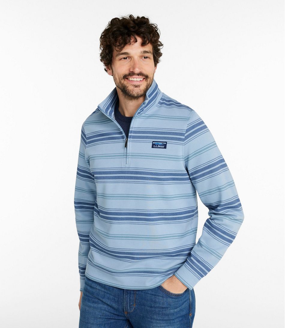 L.L.Bean Men's Comfort Stretch Performance® Piqué, Quarter-Zip Pullover, Stripe CLOTHING|SALE