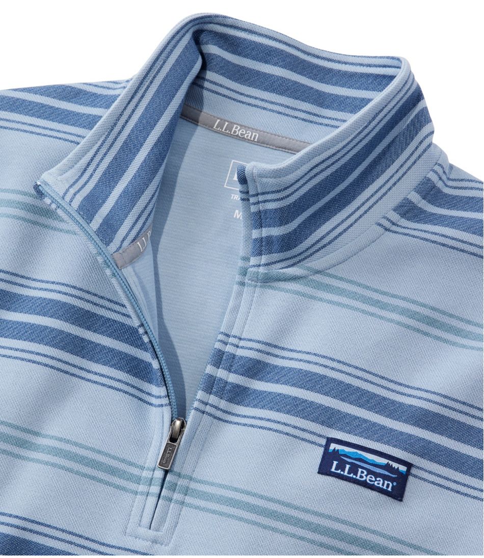 L.L.Bean Men's Comfort Stretch Performance® Piqué, Quarter-Zip Pullover, Stripe CLOTHING|SALE
